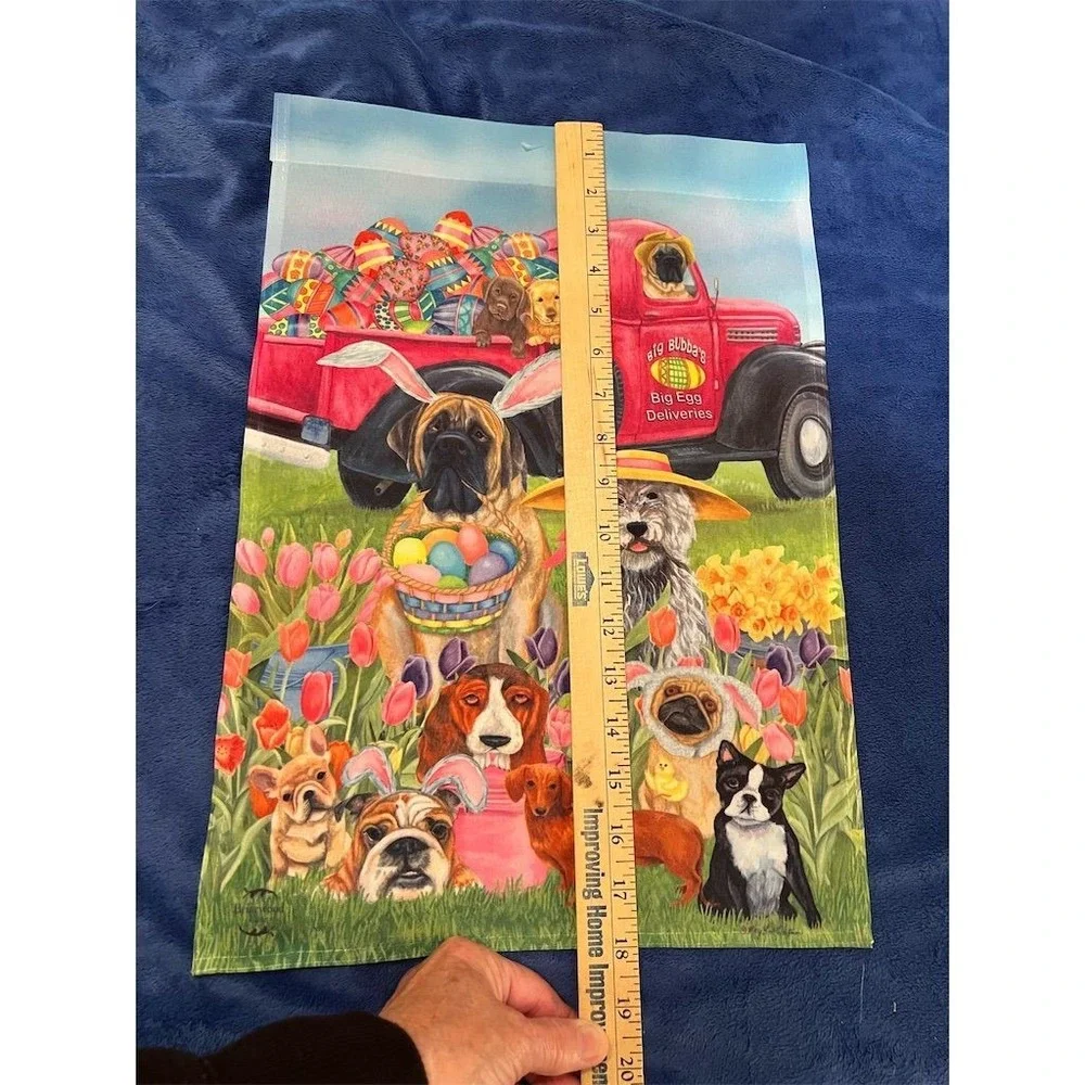 Set of 4 Seasonal Double-Sided Garden Flags - Welcome, Easter,‎ Xmas